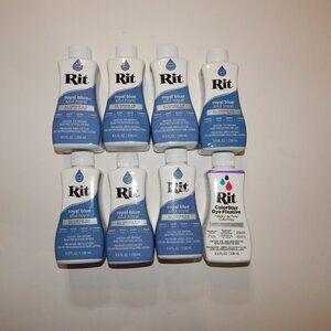 7 - Royal Blue - RIT 8oz Liquid All Purpose Fabric Dye PLUS ColorStay Fixative